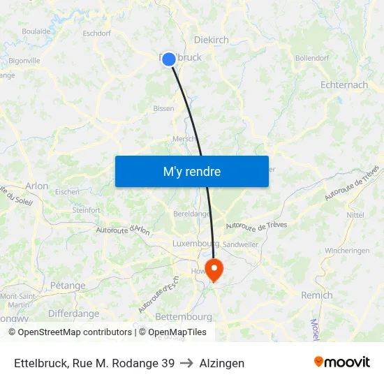 Ettelbruck, Rue M. Rodange 39 to Alzingen map