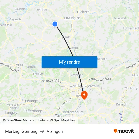 Mertzig, Gemeng to Alzingen map