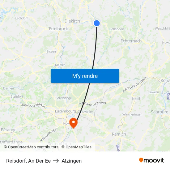 Reisdorf, An Der Ee to Alzingen map