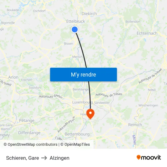 Schieren, Gare to Alzingen map