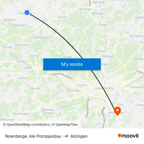Noerdange, Ale Pompjesbau to Alzingen map