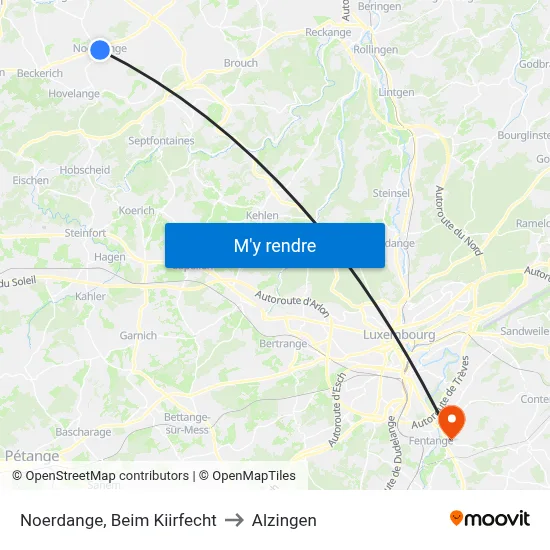 Noerdange, Beim Kiirfecht to Alzingen map