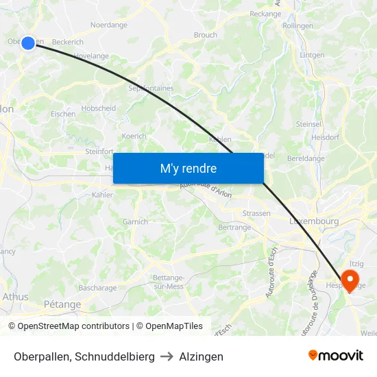 Oberpallen, Schnuddelbierg to Alzingen map