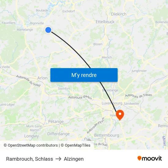 Rambrouch, Schlass to Alzingen map