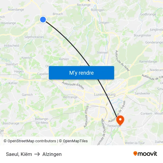 Saeul, Kiëm to Alzingen map