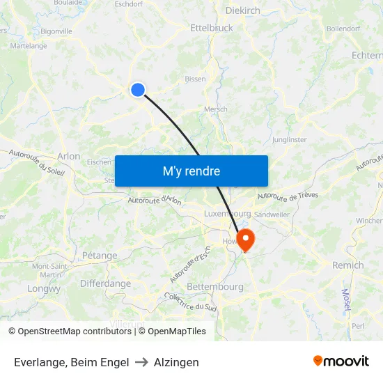 Everlange, Beim Engel to Alzingen map