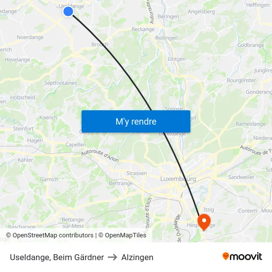 Useldange, Beim Gärdner to Alzingen map