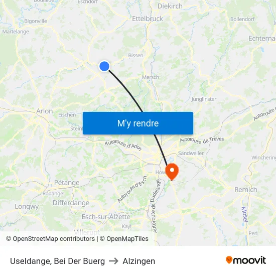 Useldange, Bei Der Buerg to Alzingen map