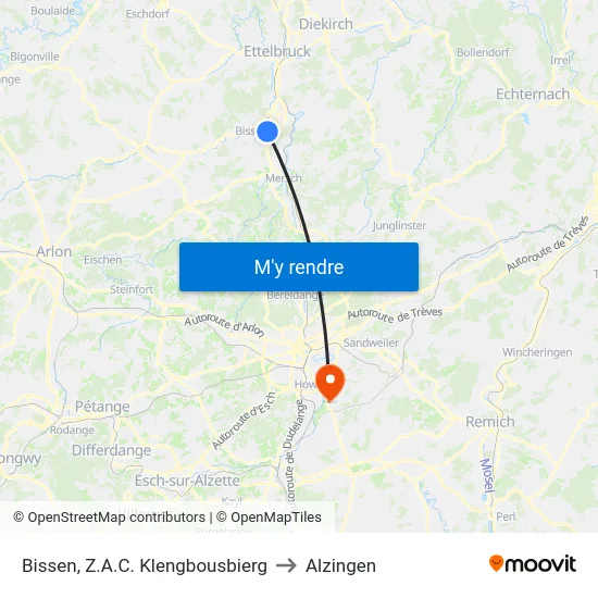 Bissen, Z.A.C. Klengbousbierg to Alzingen map