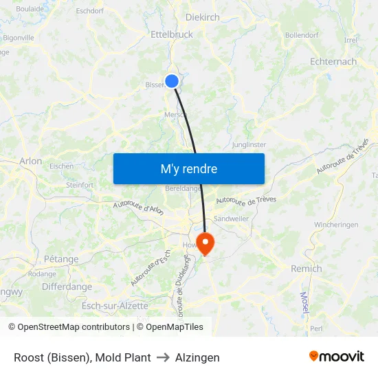 Roost (Bissen), Mold Plant to Alzingen map