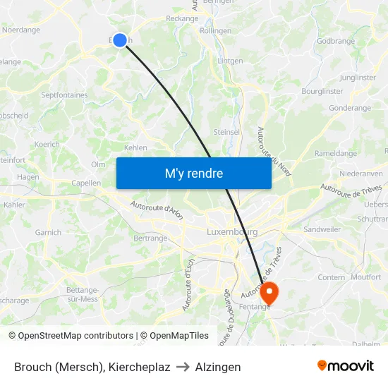 Brouch (Mersch), Kiercheplaz to Alzingen map