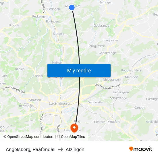 Angelsberg, Paafendall to Alzingen map