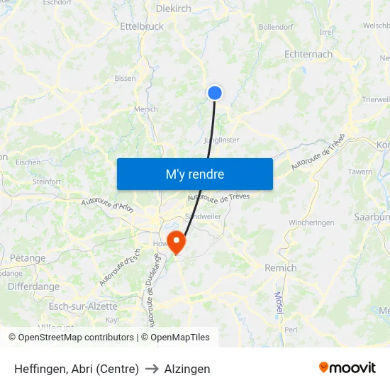 Heffingen, Abri (Centre) to Alzingen map