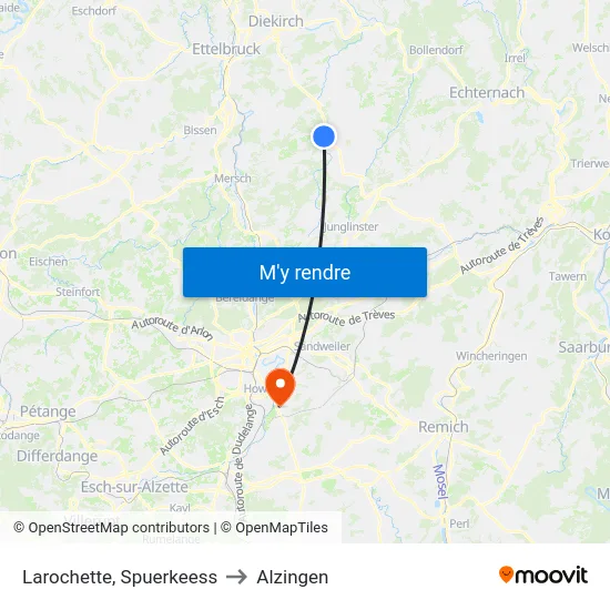 Larochette, Spuerkeess to Alzingen map