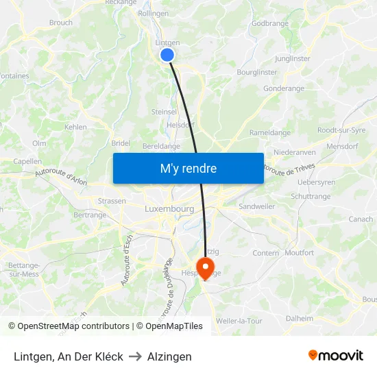 Lintgen, An Der Kléck to Alzingen map