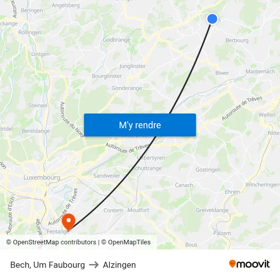 Bech, Um Faubourg to Alzingen map