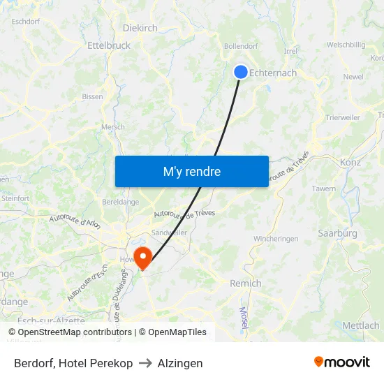 Berdorf, Hotel Perekop to Alzingen map
