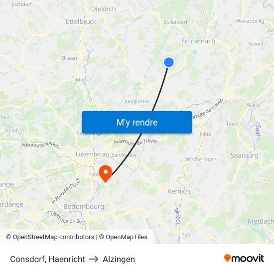 Consdorf, Haenricht to Alzingen map