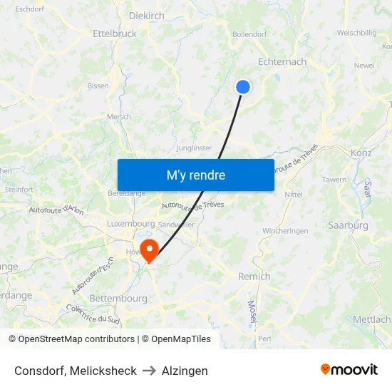 Consdorf, Melicksheck to Alzingen map