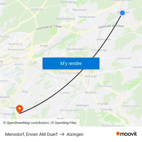 Mensdorf, Ennen AM Duerf to Alzingen map