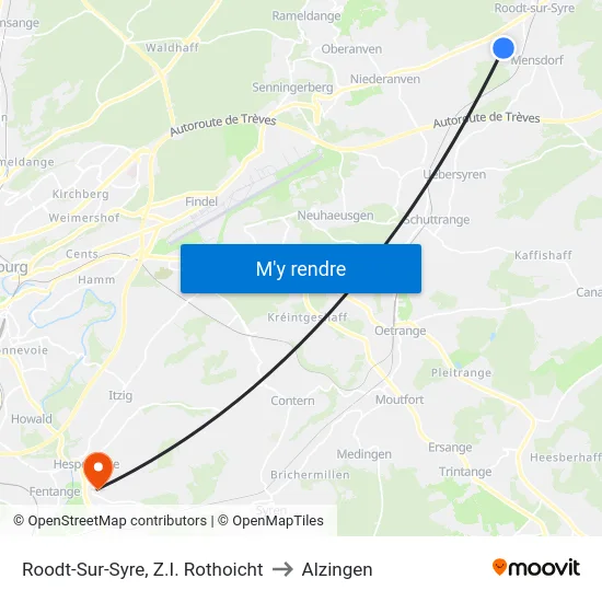 Roodt-Sur-Syre, Z.I. Rothoicht to Alzingen map