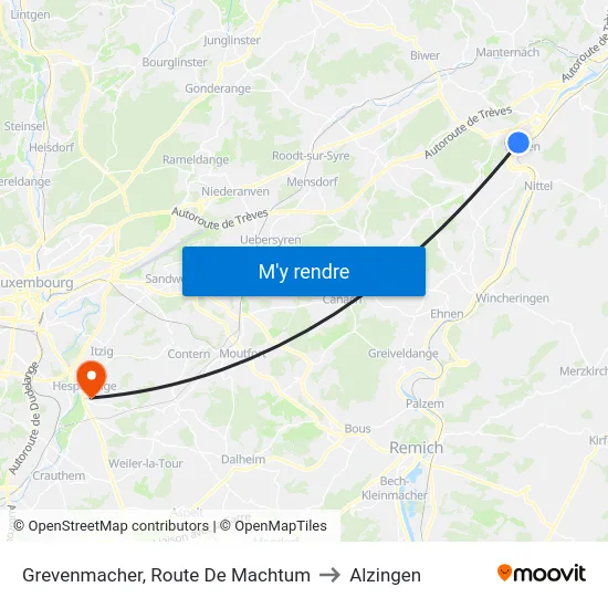 Grevenmacher, Route De Machtum to Alzingen map