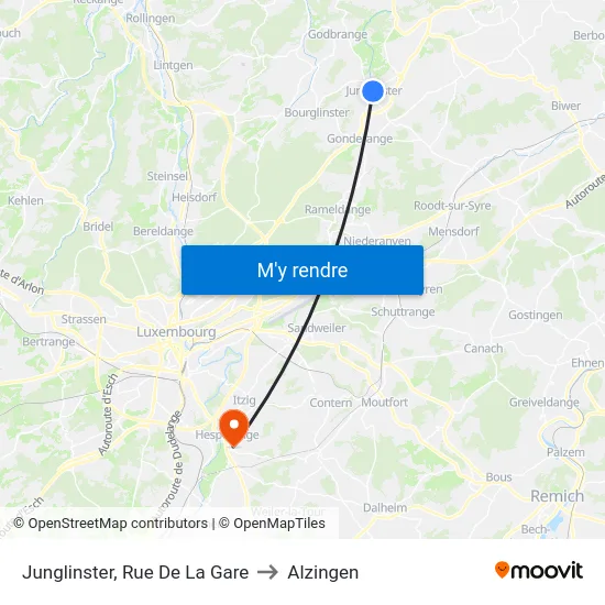 Junglinster, Rue De La Gare to Alzingen map