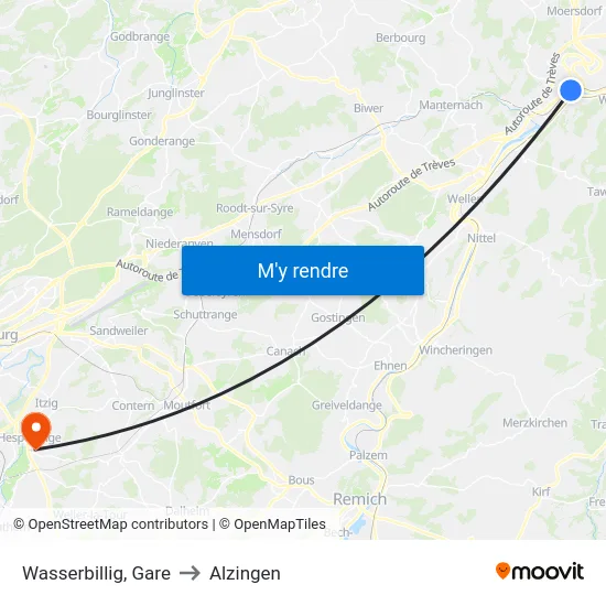 Wasserbillig, Gare to Alzingen map