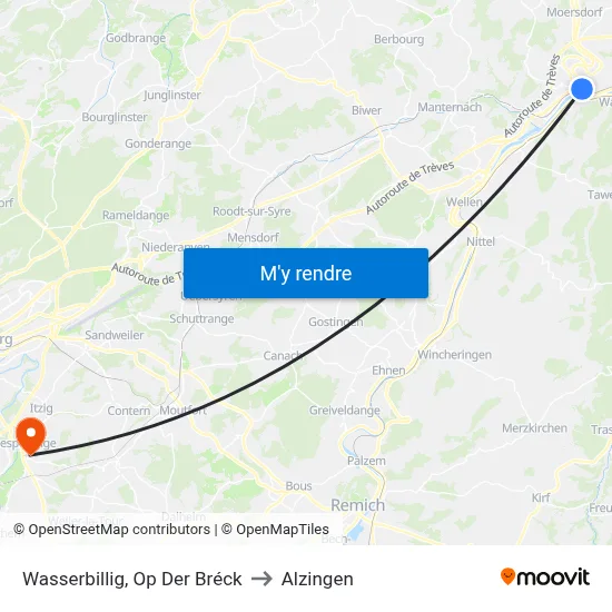 Wasserbillig, Op Der Bréck to Alzingen map