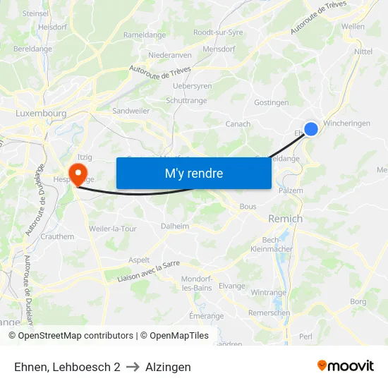 Ehnen, Lehboesch 2 to Alzingen map