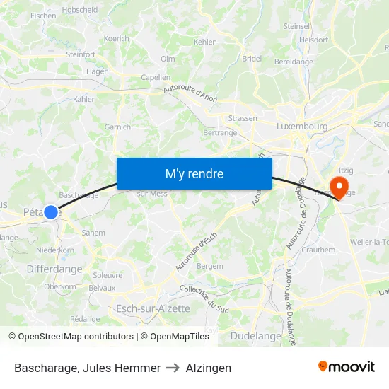 Bascharage, Jules Hemmer to Alzingen map