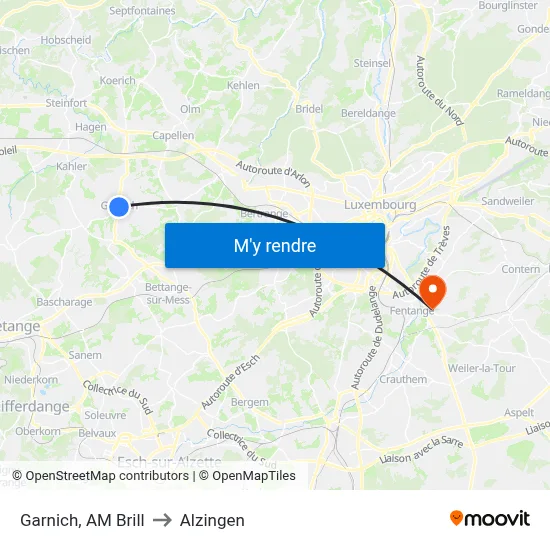 Garnich, AM Brill to Alzingen map