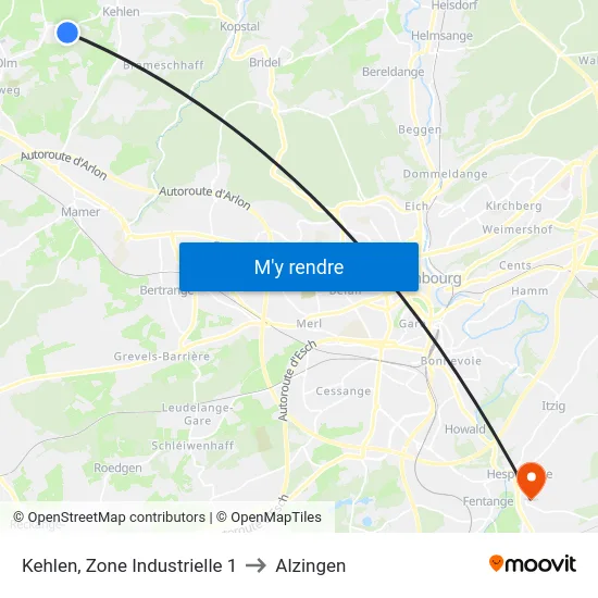 Kehlen, Zone Industrielle 1 to Alzingen map