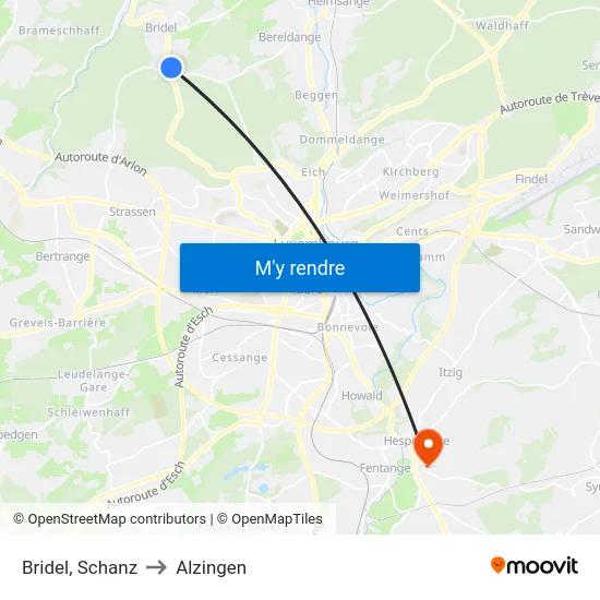 Bridel, Schanz to Alzingen map