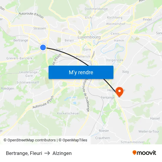 Bertrange, Fleuri to Alzingen map