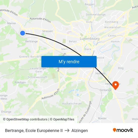 Bertrange, Ecole Européenne II to Alzingen map