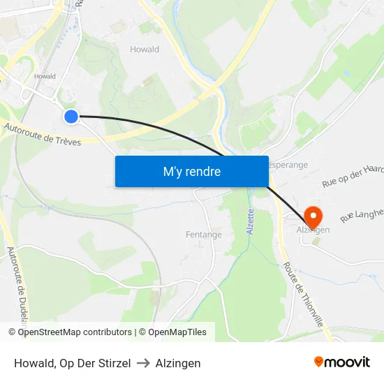 Howald, Op Der Stirzel to Alzingen map