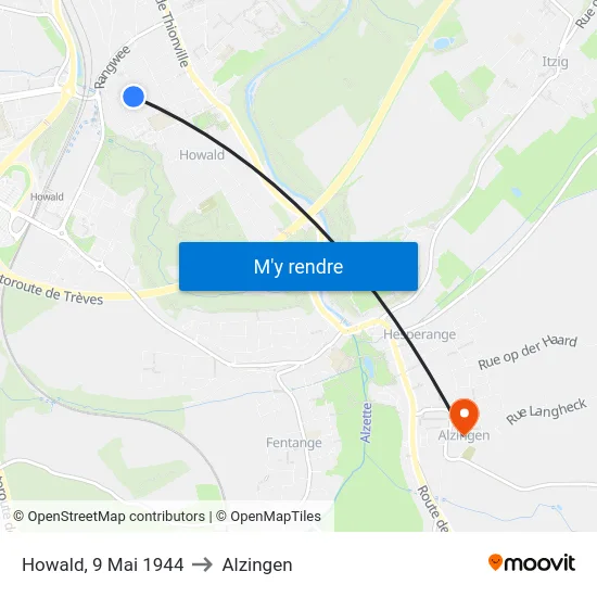 Howald, 9 Mai 1944 to Alzingen map