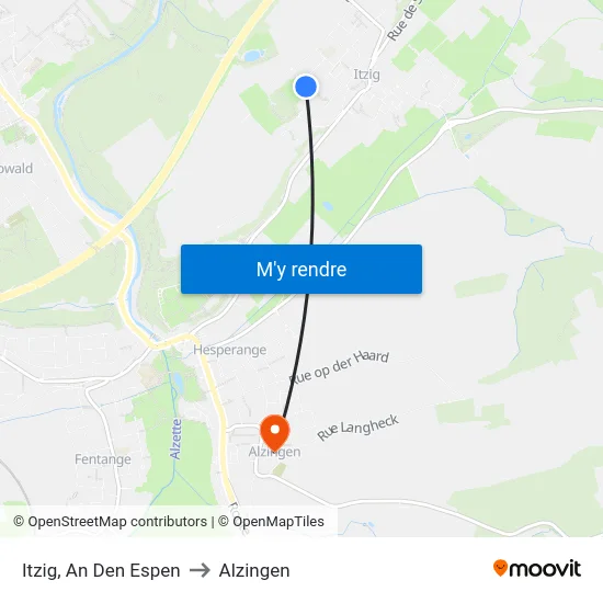 Itzig, An Den Espen to Alzingen map