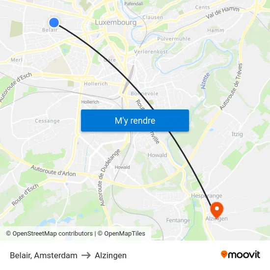 Belair, Amsterdam to Alzingen map