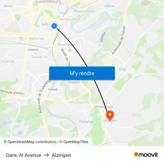 Gare, Al Avenue to Alzingen map