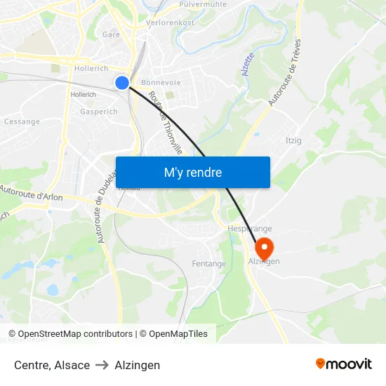 Centre, Alsace to Alzingen map