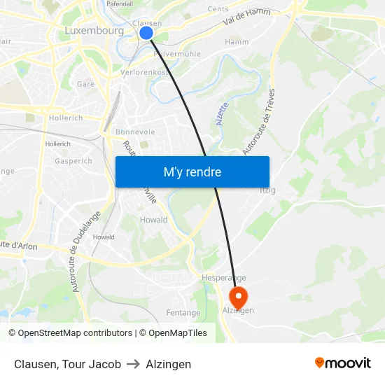 Clausen, Tour Jacob to Alzingen map