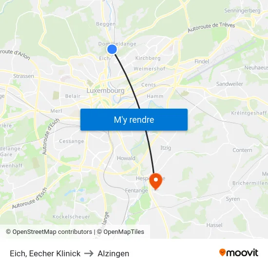 Eich, Eecher Klinick to Alzingen map