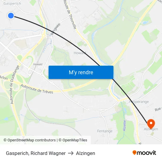 Gasperich, Richard Wagner to Alzingen map