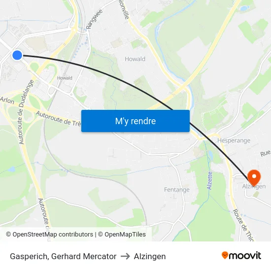 Gasperich, Gerhard Mercator to Alzingen map