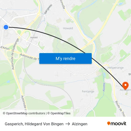 Gasperich, Hildegard Von Bingen to Alzingen map
