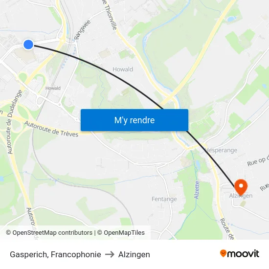 Gasperich, Francophonie to Alzingen map