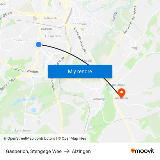 Gasperich, Stengege Wee to Alzingen map