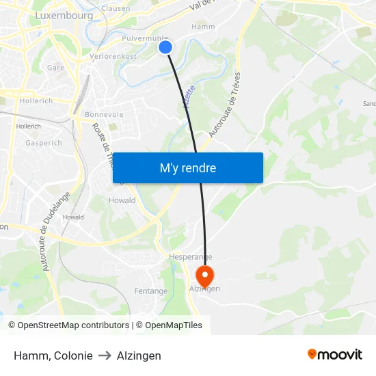 Hamm, Colonie to Alzingen map